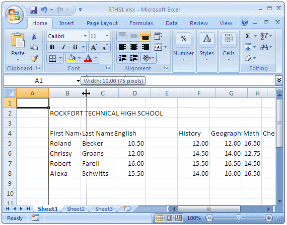 Microsoft Excel Tutorial Lesson 2 The Columns Of A Spreadsheet