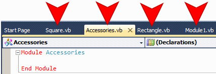 When a project is made of various files, each file is represented by a tab in the top section of the Code Editor