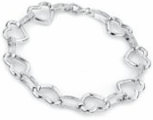 Silver 1/10-ct. T.W. Diamond Heart-Link Bracelet