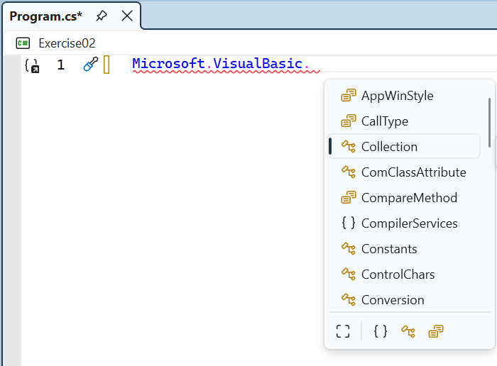 Microfot Visual Studio - Code Editor - Intellisense