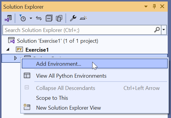 Python Environment - Add Environment