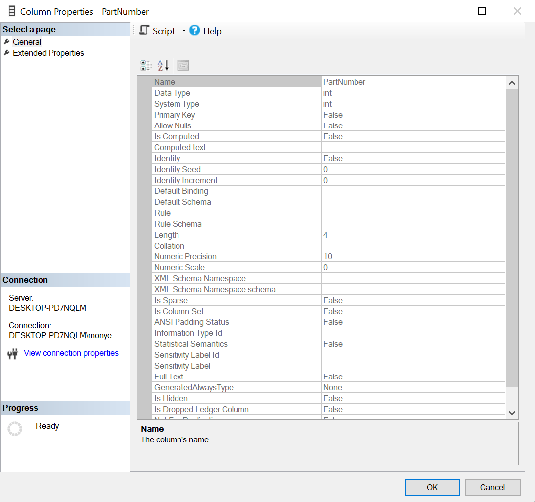 Column Properties