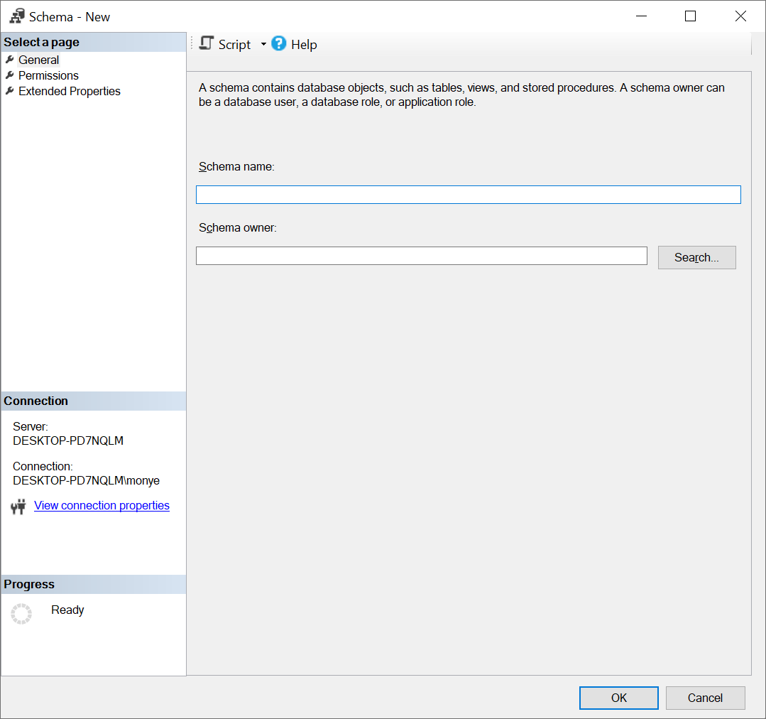 Object Explorer - New Schema