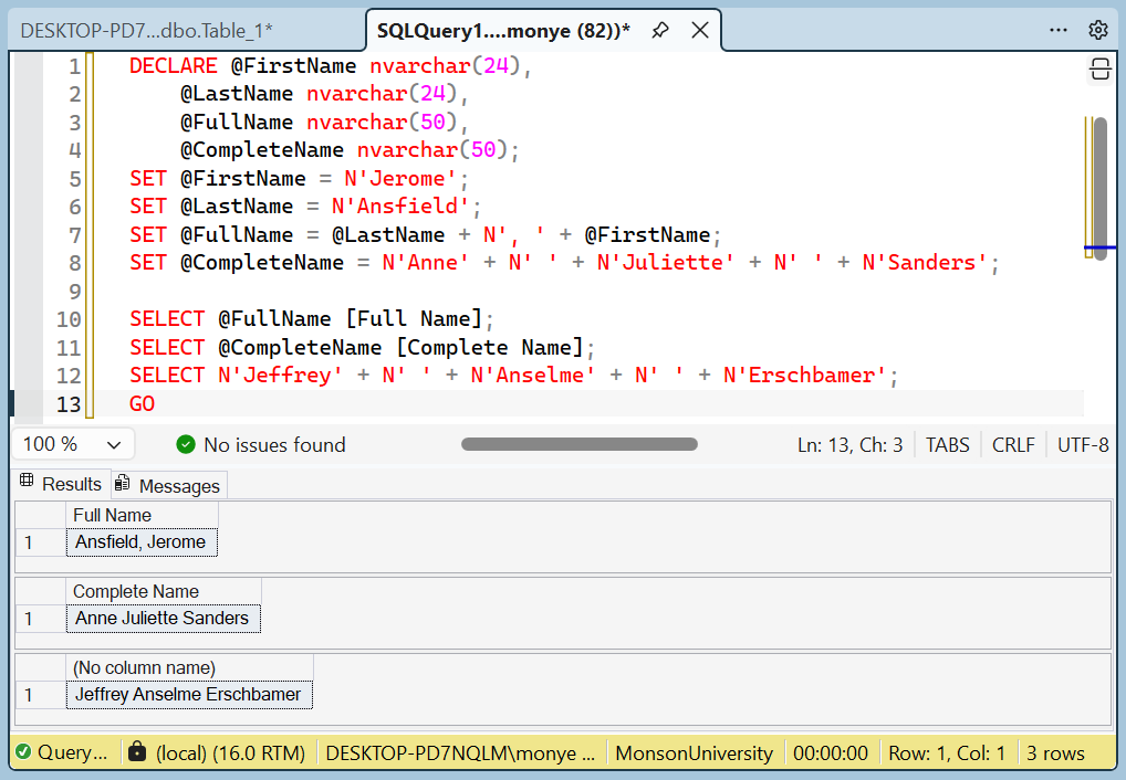 Concatenating Two Strings