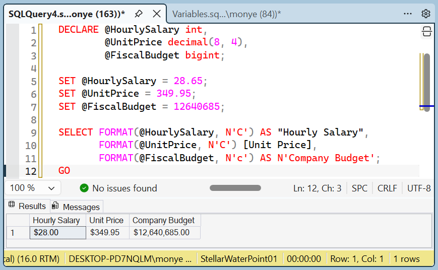 Value Formatting