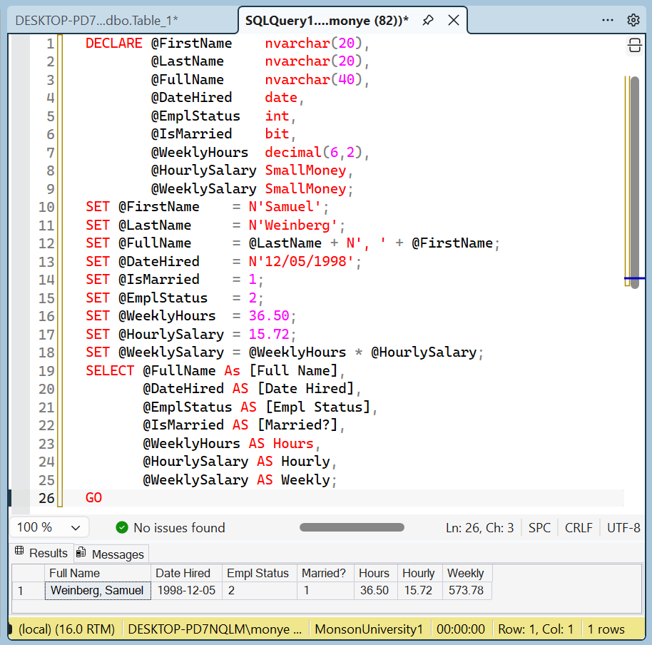 Declaring string variables