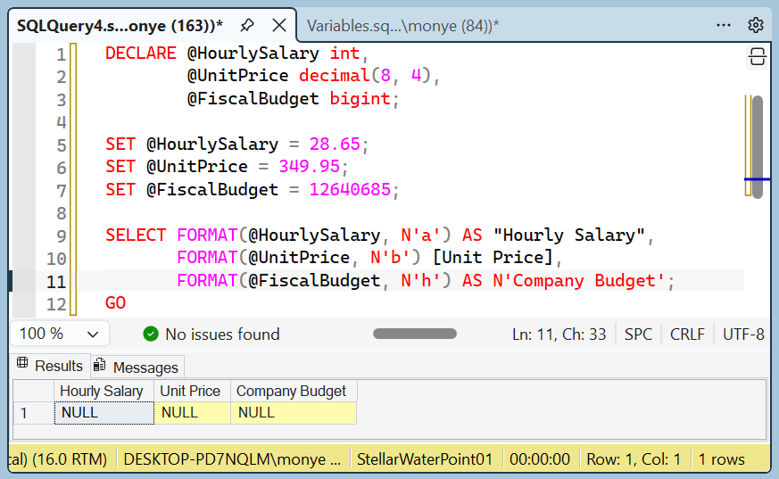 Value Formatting