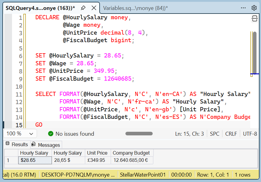 Value Formatting