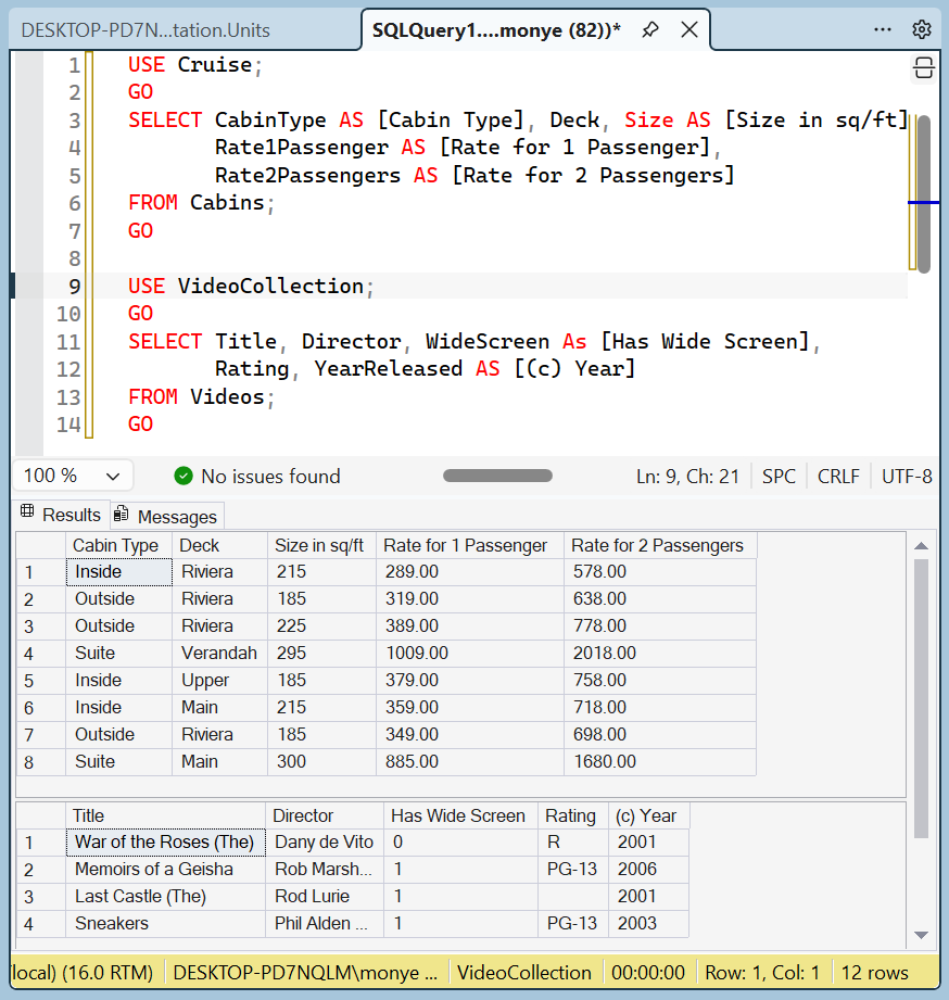 Showing Records of Various Tables