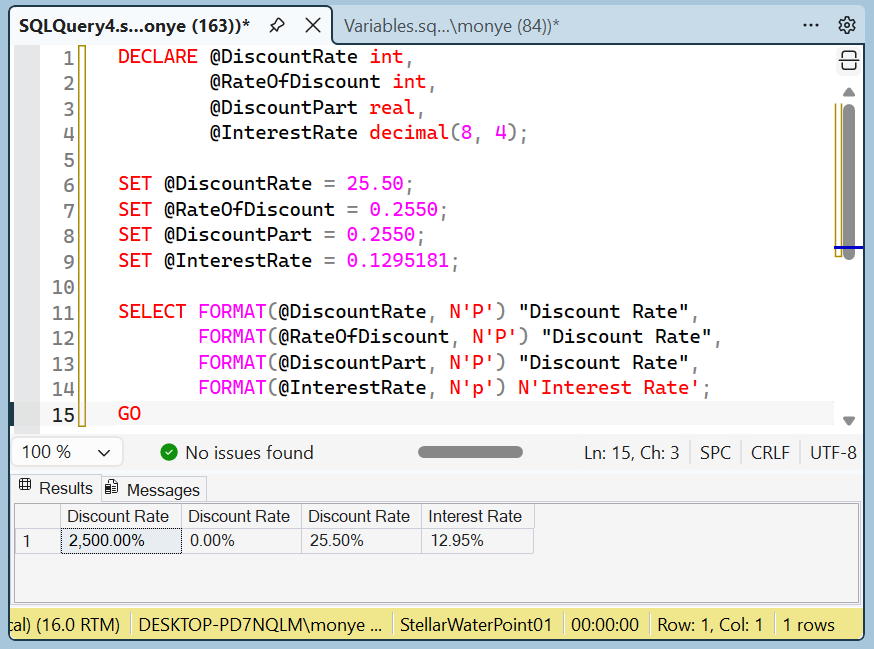 Value Formatting