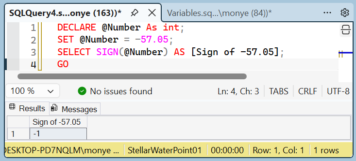 The Sign of a Negative Number