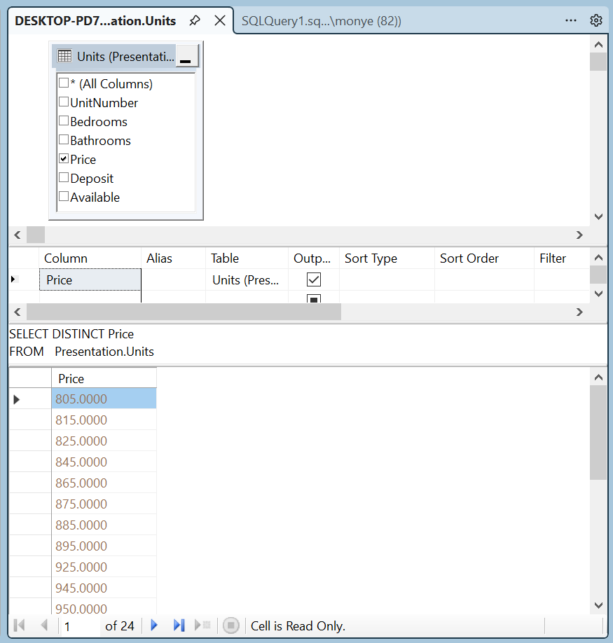 Selecting a Distinct Field