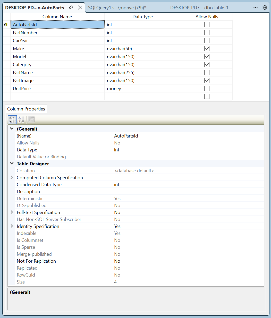 Column Properties