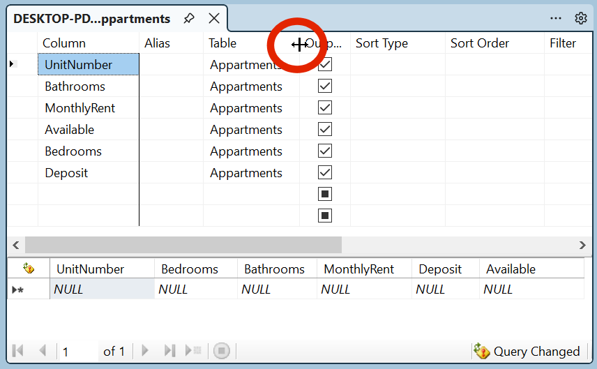 Resizing a Column