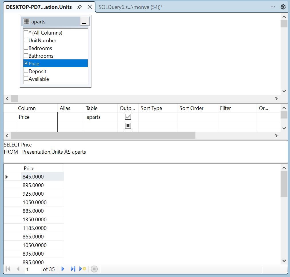 Selecting One Field