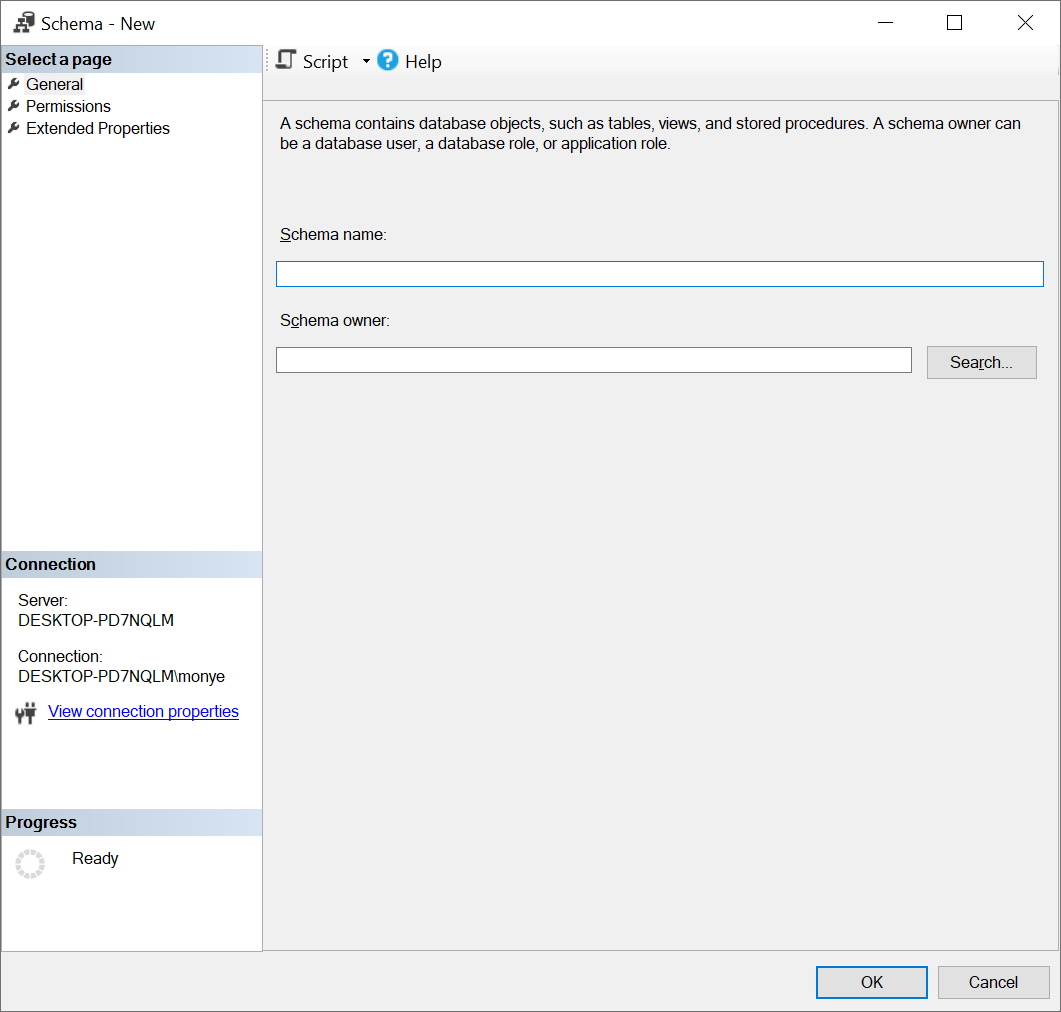 Object Explorer - New Schema