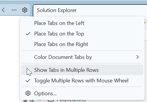 Tools Options - Tabs
