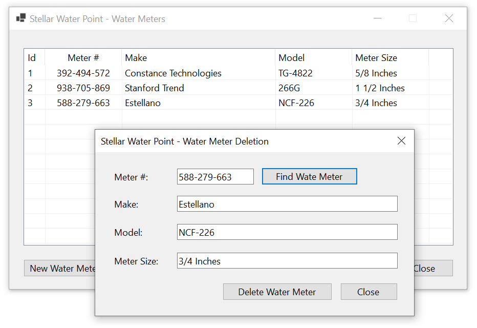 Stellar Water Point - Water Meter Deletion