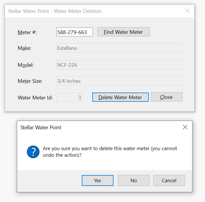 Stellar Water Point - Water Meter Deletion