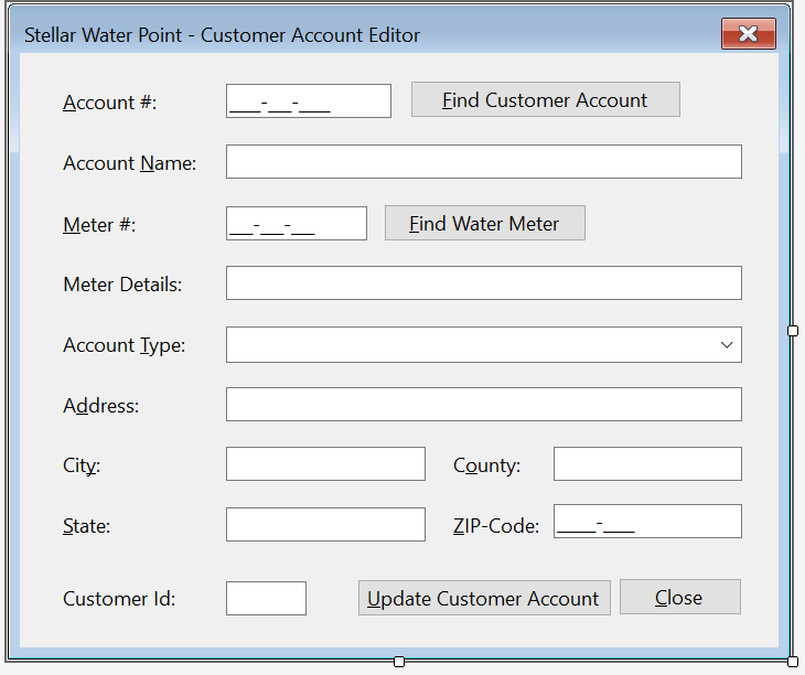 Stellar Water Point - Customer Account Editor