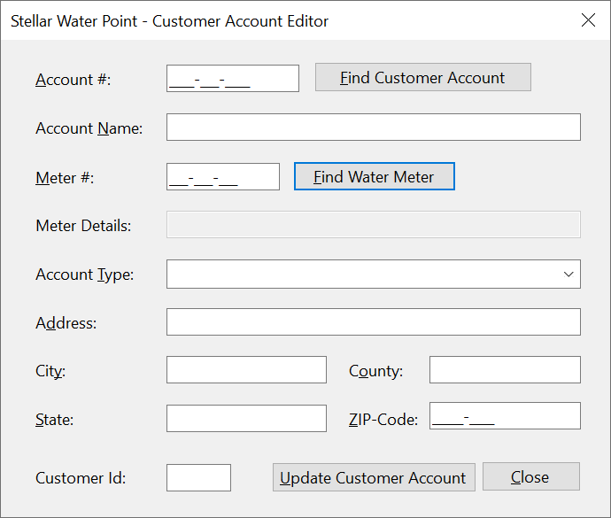 Stellar Water Point - Customer Account Editor