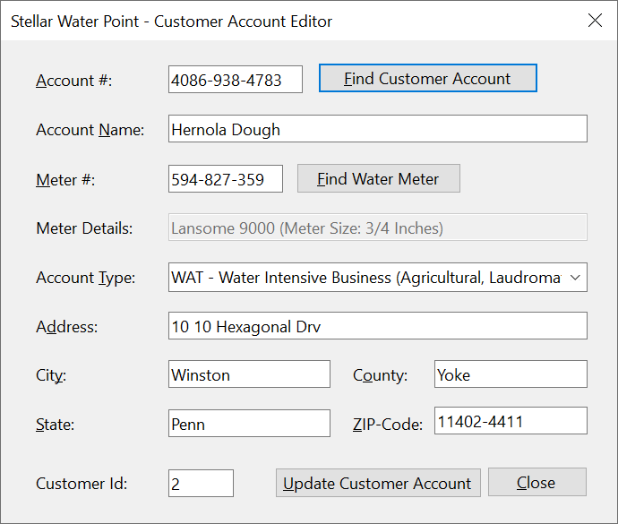Stellar Water Point - Customer Account Editor