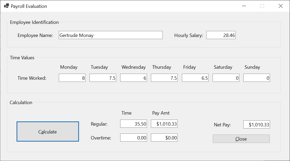 Payroll Evaluation