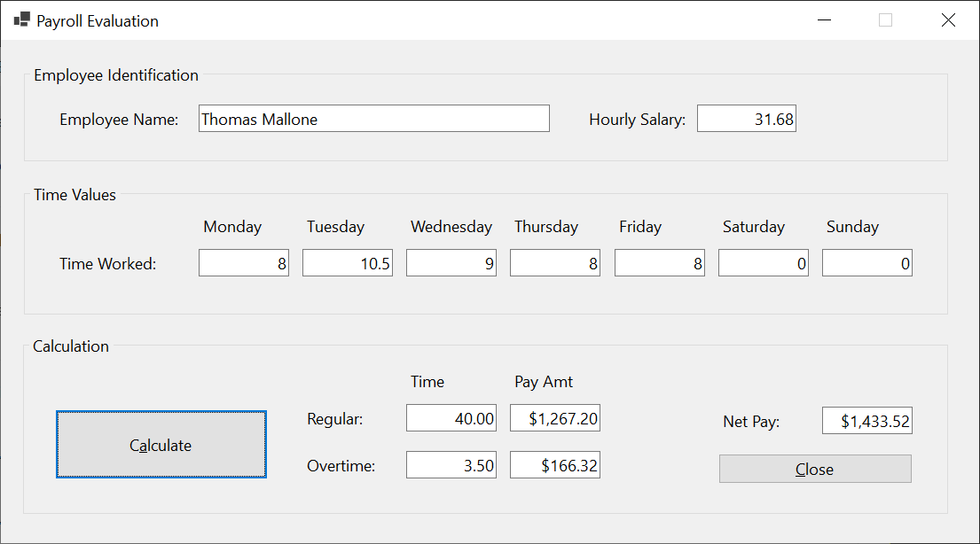Payroll Evaluation