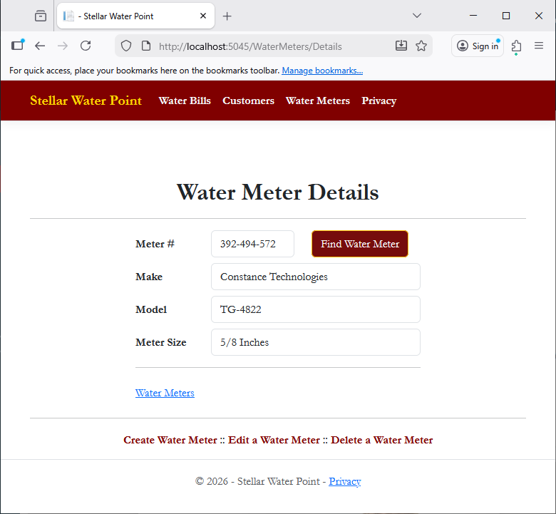 Stellar Water Point - View Water Meter