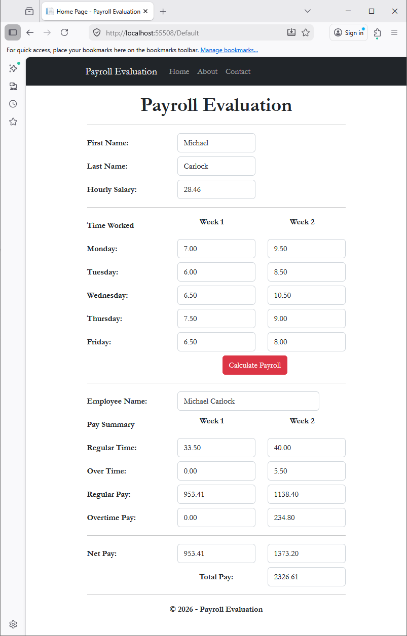 Payroll Evaluation