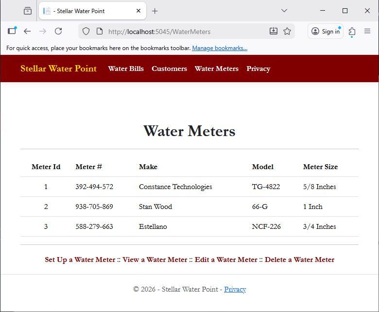 Stellar Water Point - View Water Meter
