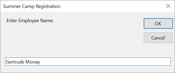 Visual Basic Input Boxes