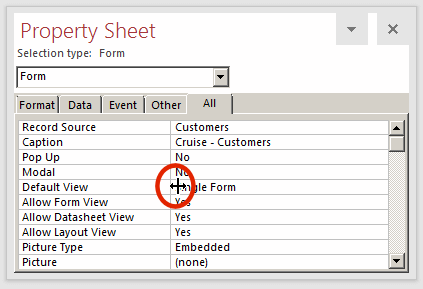 Resizing the Sections of a Tab in the Properties Window