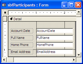 Participants Sub Form