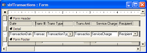 Transactions Sub Form: Final Design