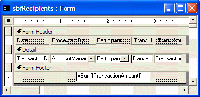 Recipients Sub Form: In Design