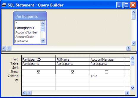 Query Window: Preparing to display only account managers in a combo box