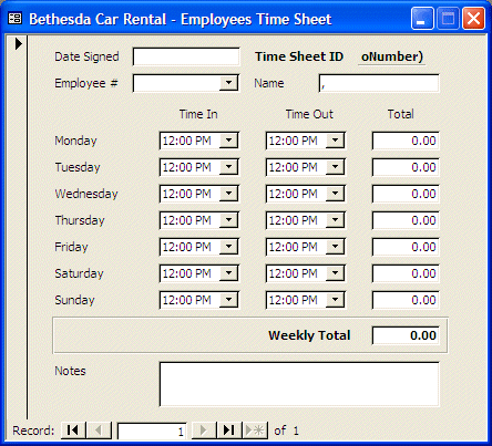 Time Sheet