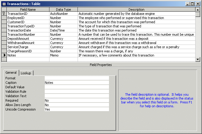 Yugo National Bank - Transactions Table