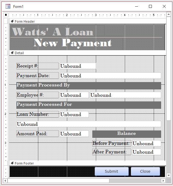 Watts' A Loan - New Loan Payment - Form Design