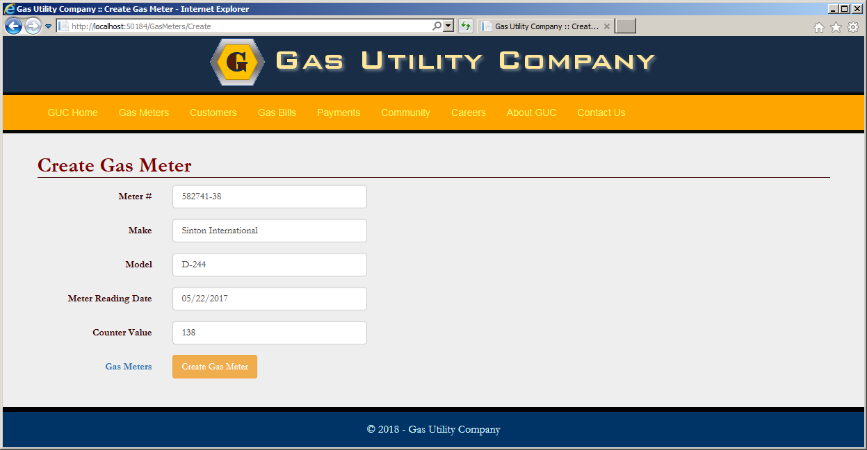 Entity Framework - New Gas Meters