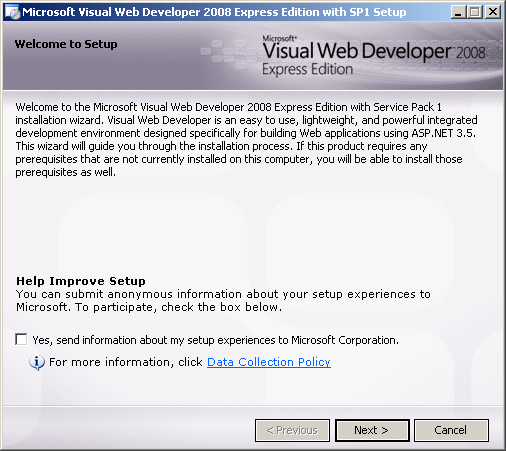 Microsoft Web Developer 2008 Express Edition