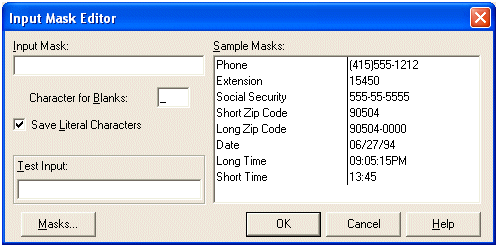 Input Mask Editor