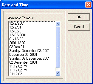 the dates and times values on this Date and Time dialog box can be created only at runtime