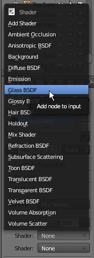 Properties Window Menu - Glass BSDF