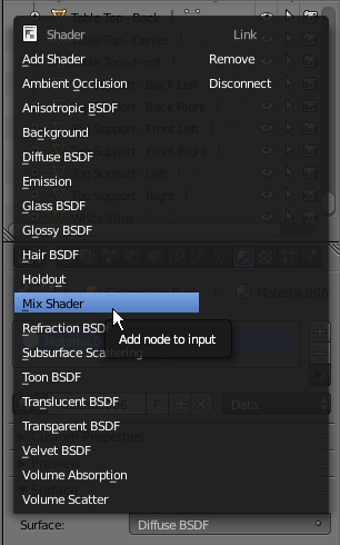 Properties Window - Material Menu - Mix Shader