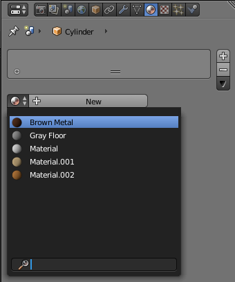 Properties Window - Material Selection