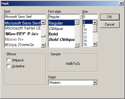 The Font Dialog Box