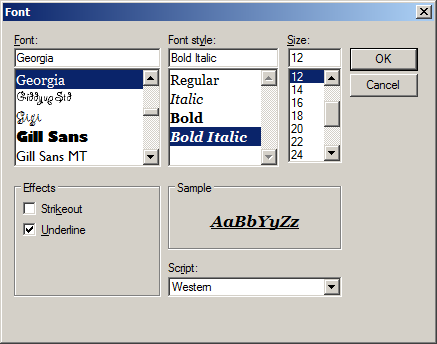 The Font Dialog Box