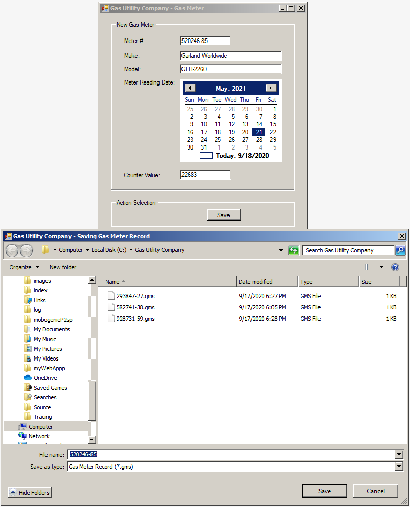 Displaying a Save File Dialog Box